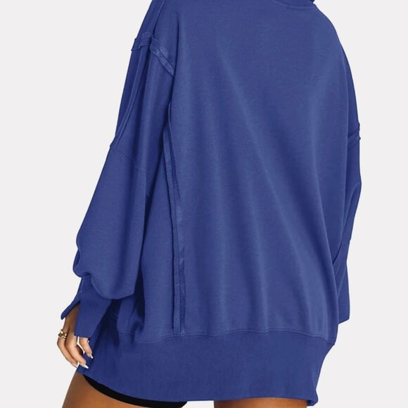 Oversized Blue Womens Pullover Top  Size S - Picture 4 of 7